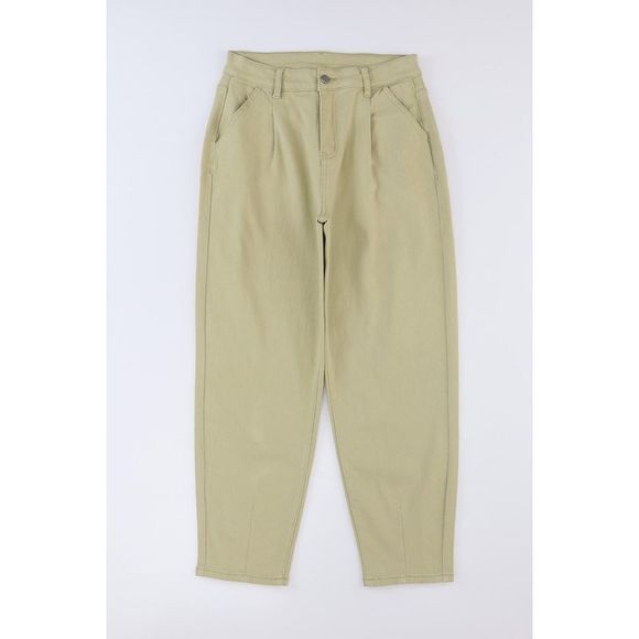 Azura Exchange  Khaki Solid High Waist Casual Pants - Picture 9 of 13